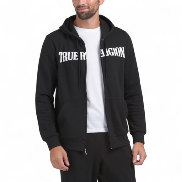 True Religion Men's Fleece Sweatsuit 2 Piece Tracksuit Matching Hoodie Joggers - Picture 10 of 13